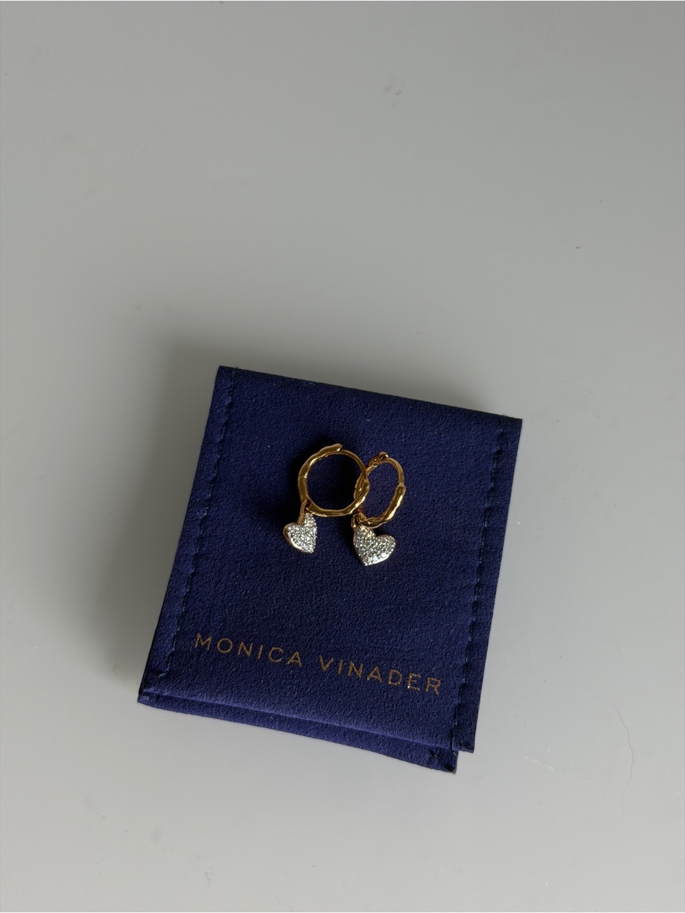 NWT Monica Vinader Heart Diamond Huggie Earring - Picture 3 of 3